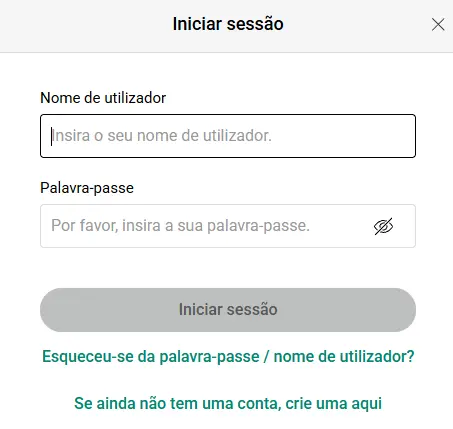 Iniciar sessão no POKERSTARS PT
